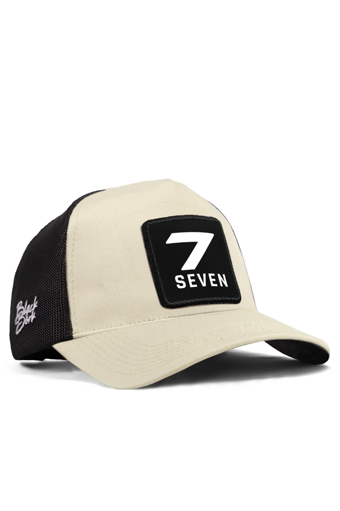 7-numara-logolu-bej-siyah-trucker-sapka-5562 - BlackBörk TR