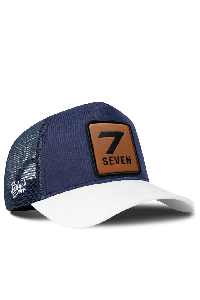 7  Numara Logolu Cordura Beyaz-Lacivert Trucker Şapka
