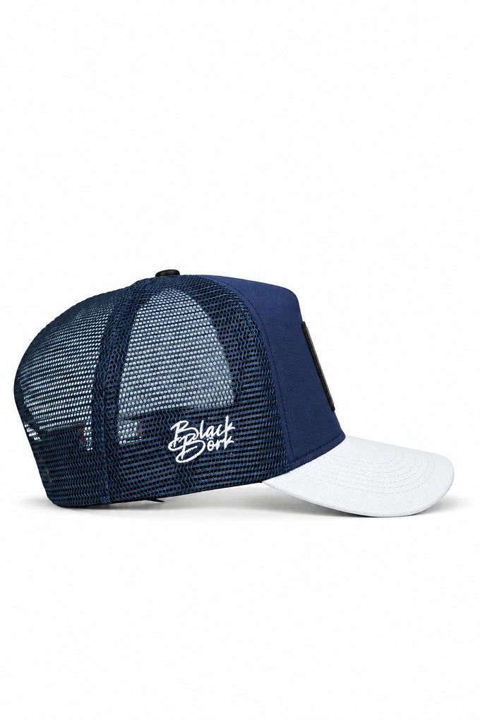7  Numara Logolu Cordura Beyaz-Lacivert Trucker Şapka