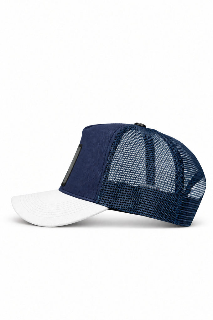 7  Numara Logolu Cordura Beyaz-Lacivert Trucker Şapka