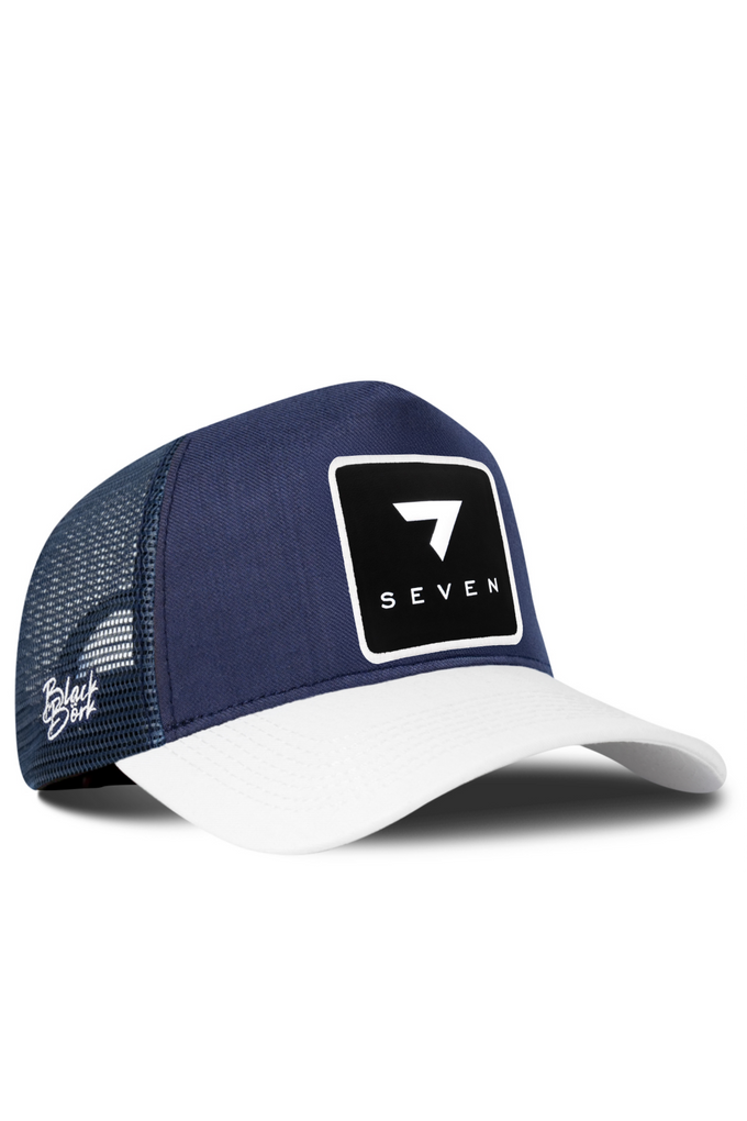7 Numara Logolu Cordura Beyaz-Lacivert Trucker Şapka