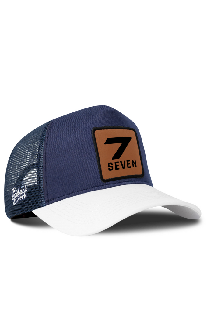 7  Numara Logolu Cordura Beyaz-Lacivert Trucker Şapka
