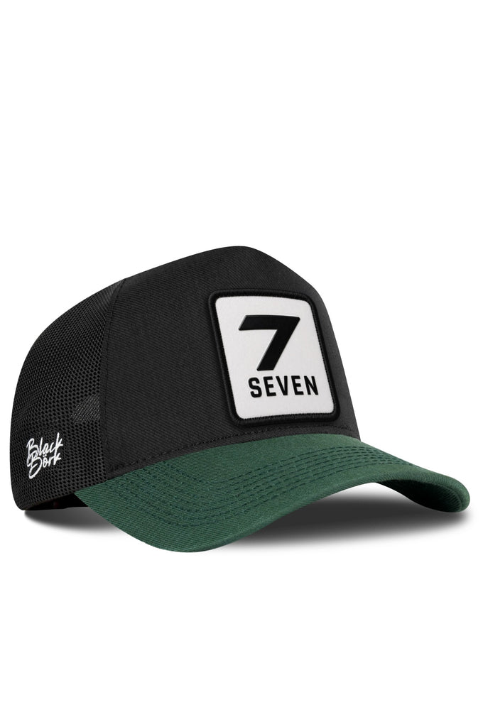 7 Numara Logolu Cordura Petrol Yeşili-Siyah Trucker Şapka
