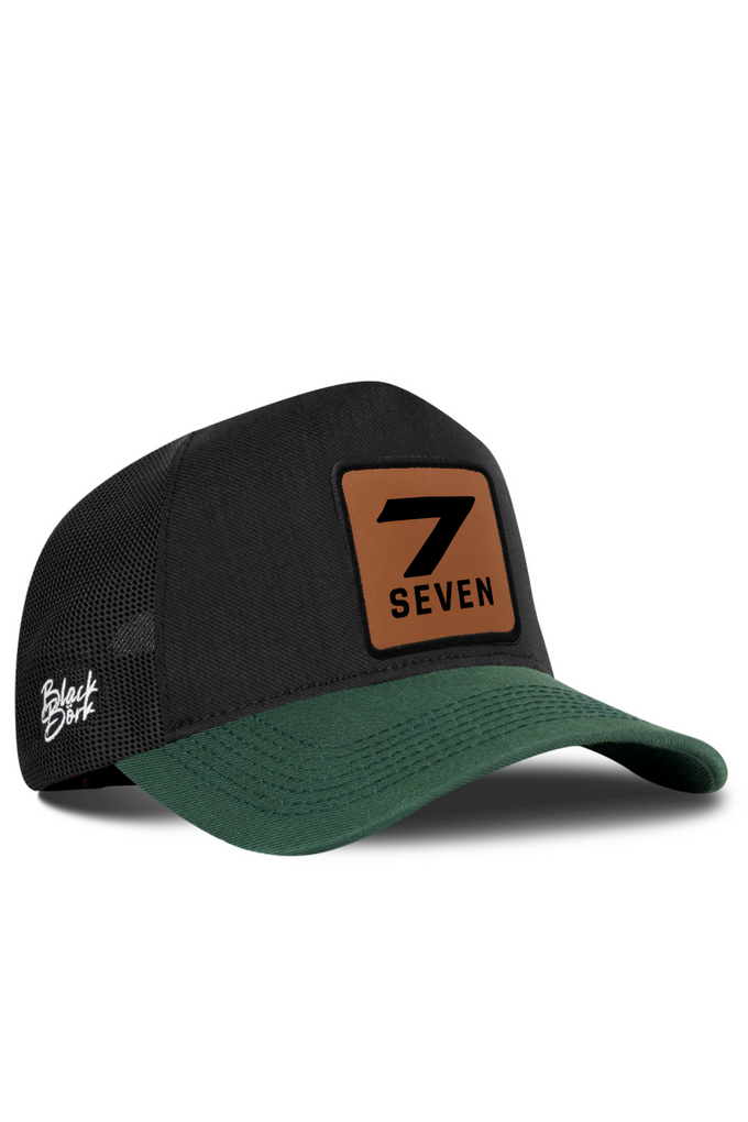 7  Numara Logolu Cordura Petrol Yeşili-Siyah Trucker Şapka