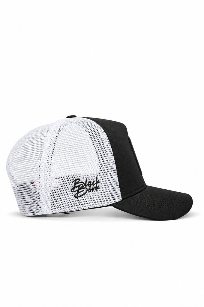 7 Numara Logolu Cordura Siyah-Beyaz Trucker Şapka