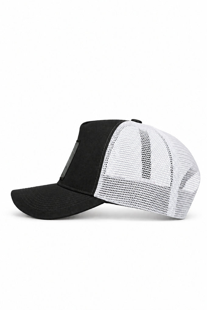 7 Numara Logolu Cordura Siyah-Beyaz Trucker Şapka