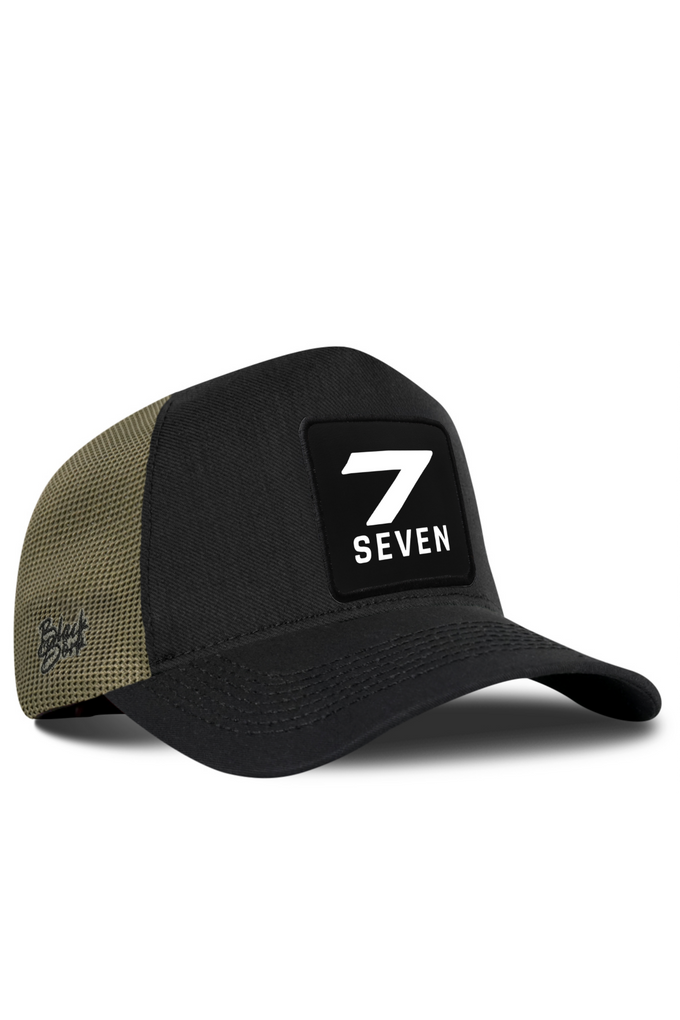 7 Number Logo Cordura Black-Khaki Trucker Cap