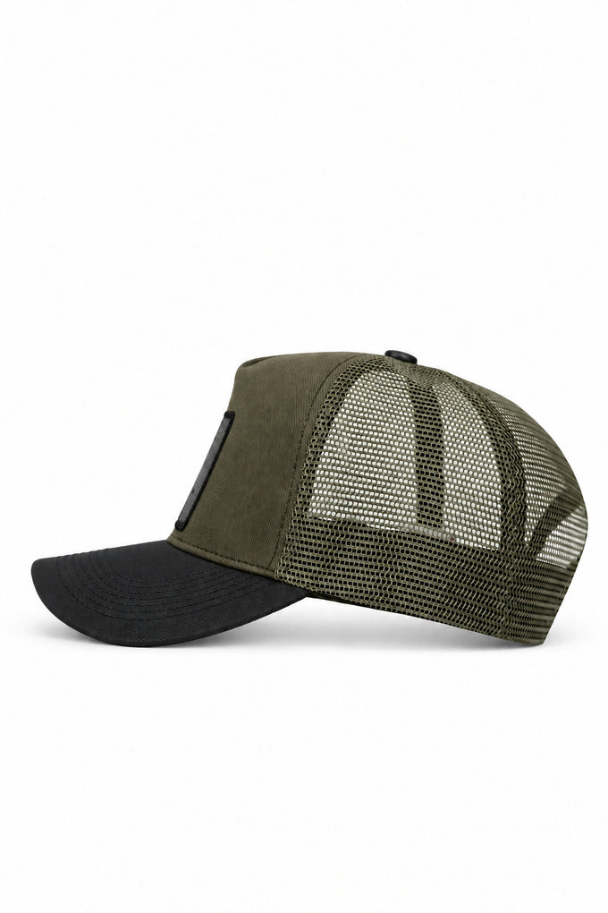 7  Numara Logolu Cordura Siyah-Haki Trucker Şapka
