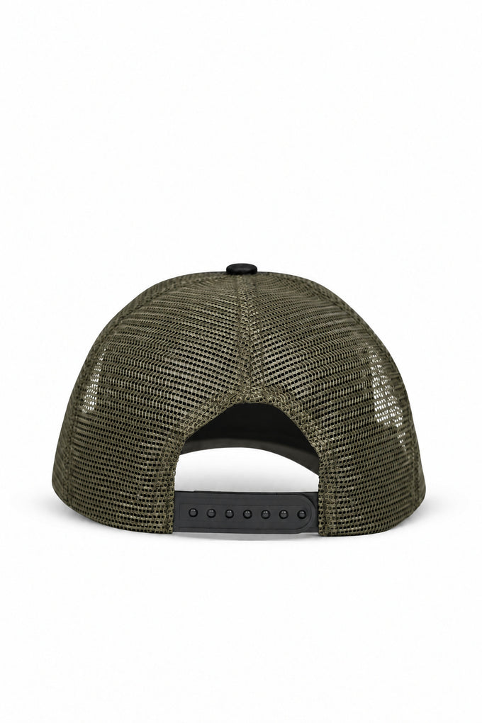 7  Numara Logolu Cordura Siyah-Haki Trucker Şapka