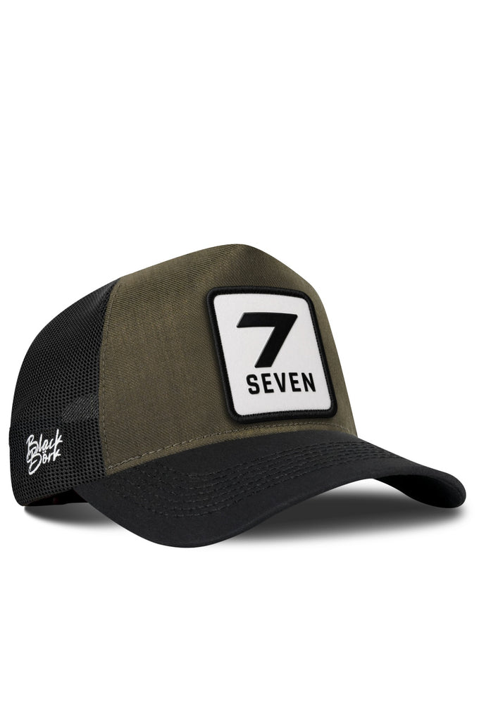 7 Numara Logolu Cordura Siyah-Haki Trucker Şapka