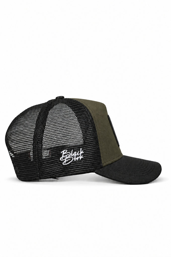 7 Numara Logolu Cordura Siyah-Haki Trucker Şapka