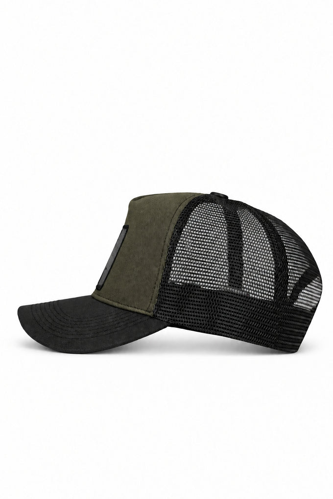 7 Numara Logolu Cordura Siyah-Haki Trucker Şapka