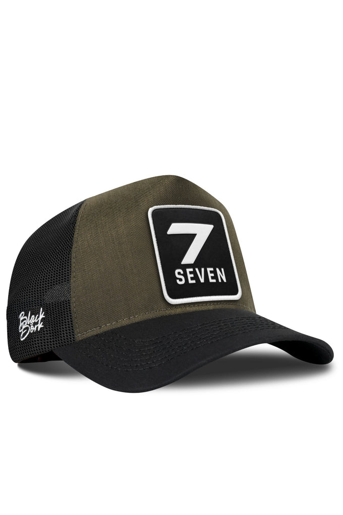 7 Numara Logolu Cordura Siyah-Haki Trucker Şapka