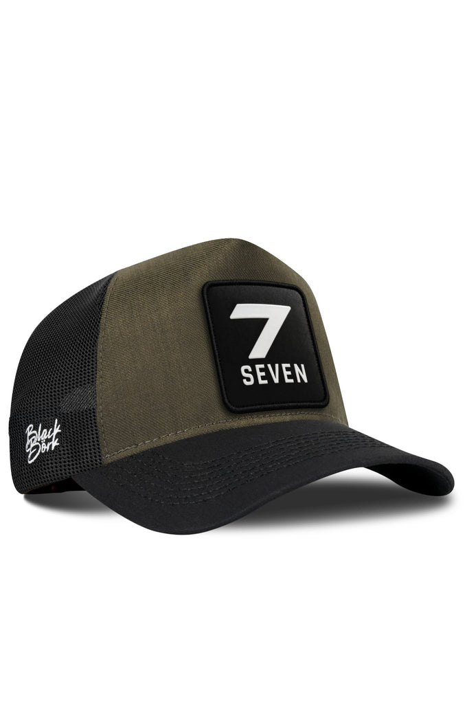 7 Numara Logolu Cordura Siyah-Haki Trucker Şapka