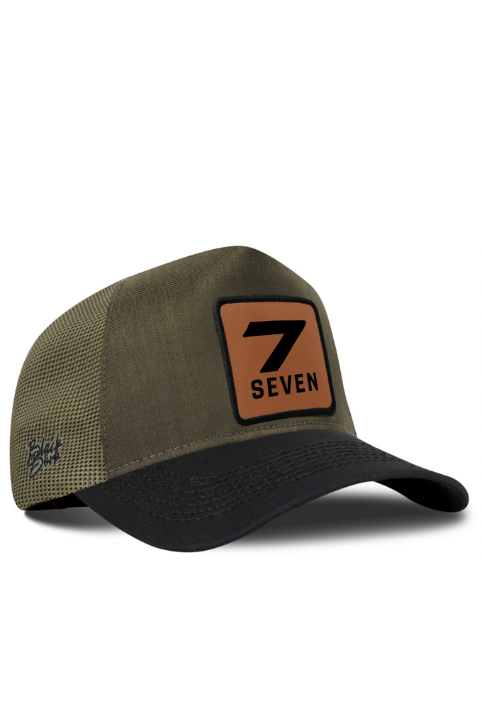 7  Numara Logolu Cordura Siyah-Haki Trucker Şapka
