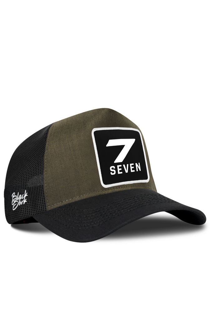 7 Numara Logolu Cordura Siyah-Haki Trucker Şapka
