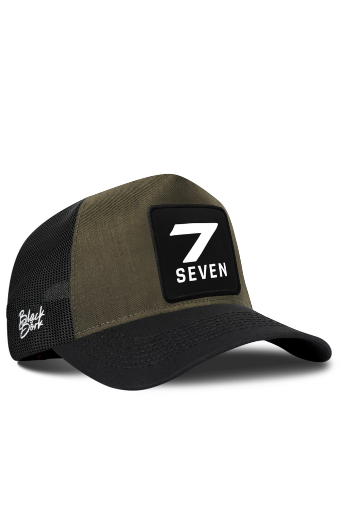 7 Numara Logolu Cordura Siyah-Haki Trucker Şapka