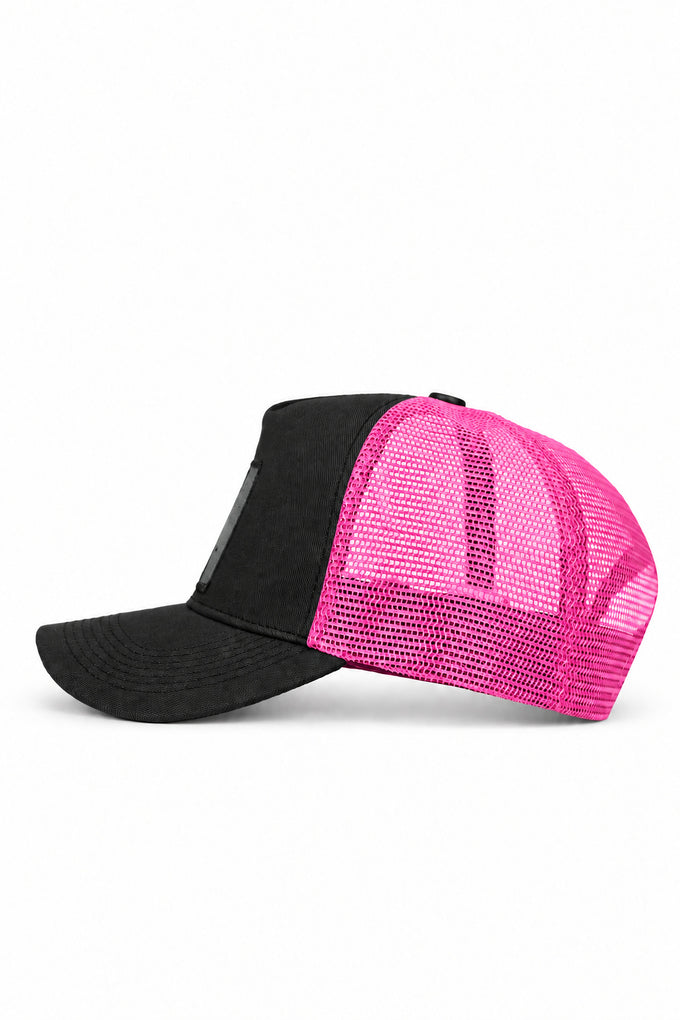 7 Numara Logolu Cordura Siyah-Pembe Trucker Şapka
