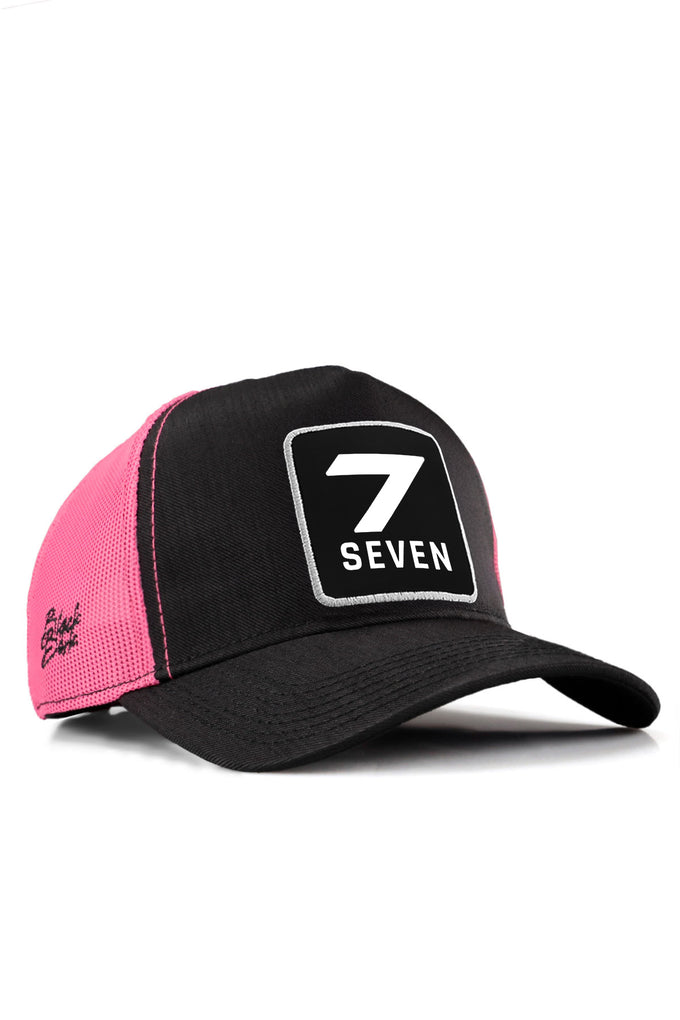 7-Number Logo Cordura Black-Pink Trucker Cap