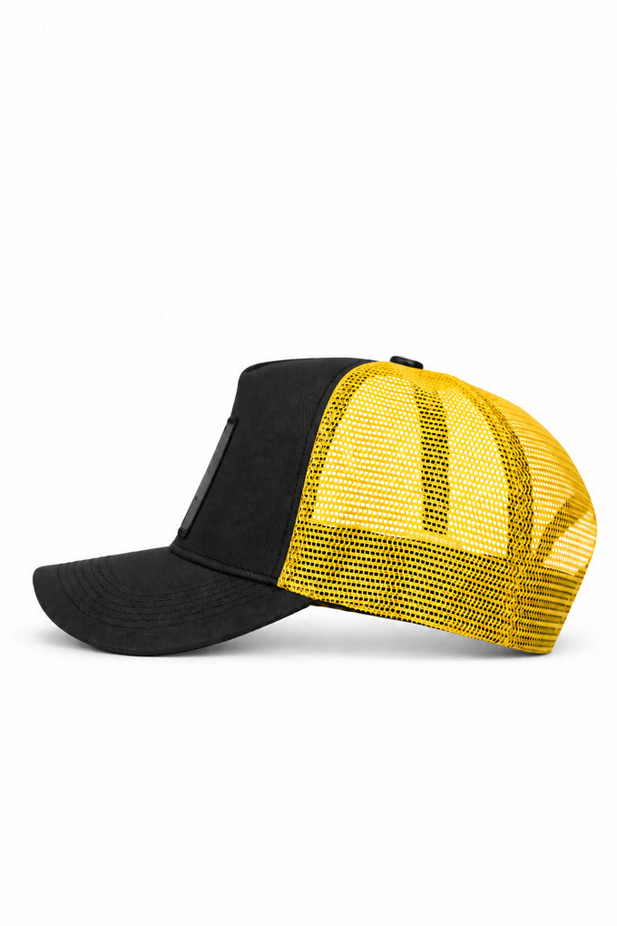 7 Numara Logolu Cordura Siyah-Sarı Trucker Şapka