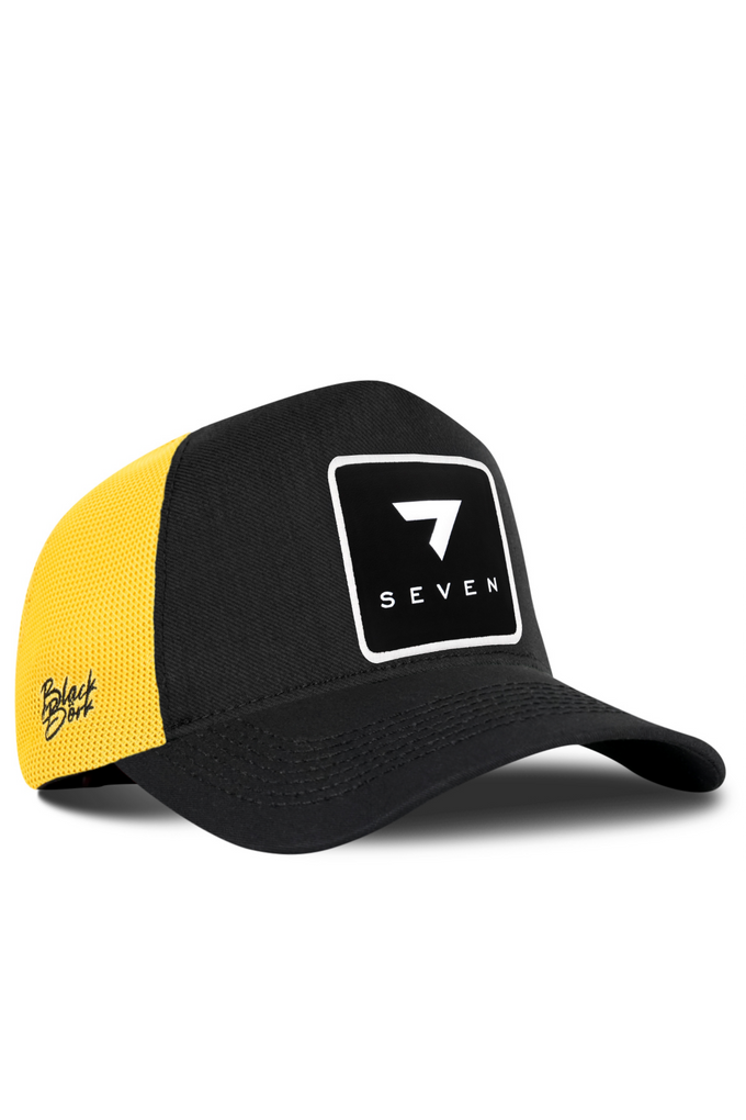 7 Number Logo Cordura Black-Yellow Trucker Cap