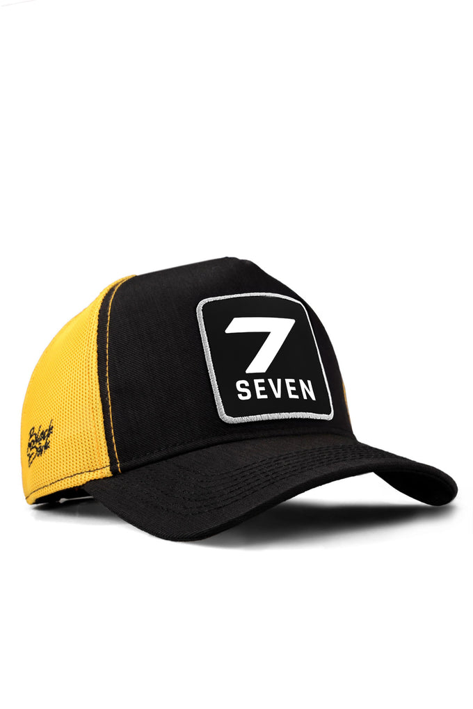 7 Number Logo Cordura Black-Yellow Trucker Cap