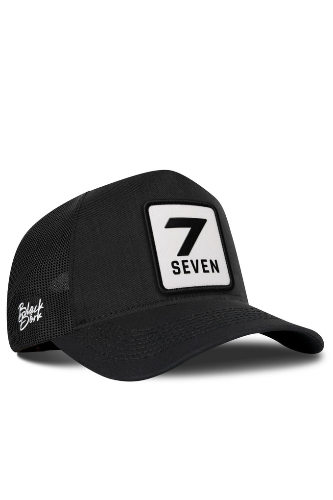 7 Numara Logolu Cordura Siyah Trucker Şapka