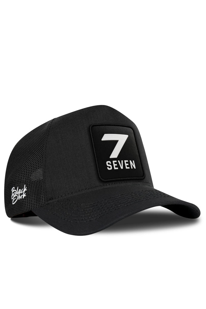 7 Numara Logolu Cordura Siyah Trucker Şapka