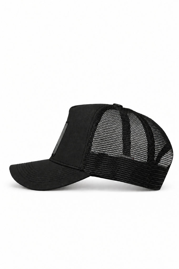 7 Numara Logolu Cordura Siyah Trucker Şapka