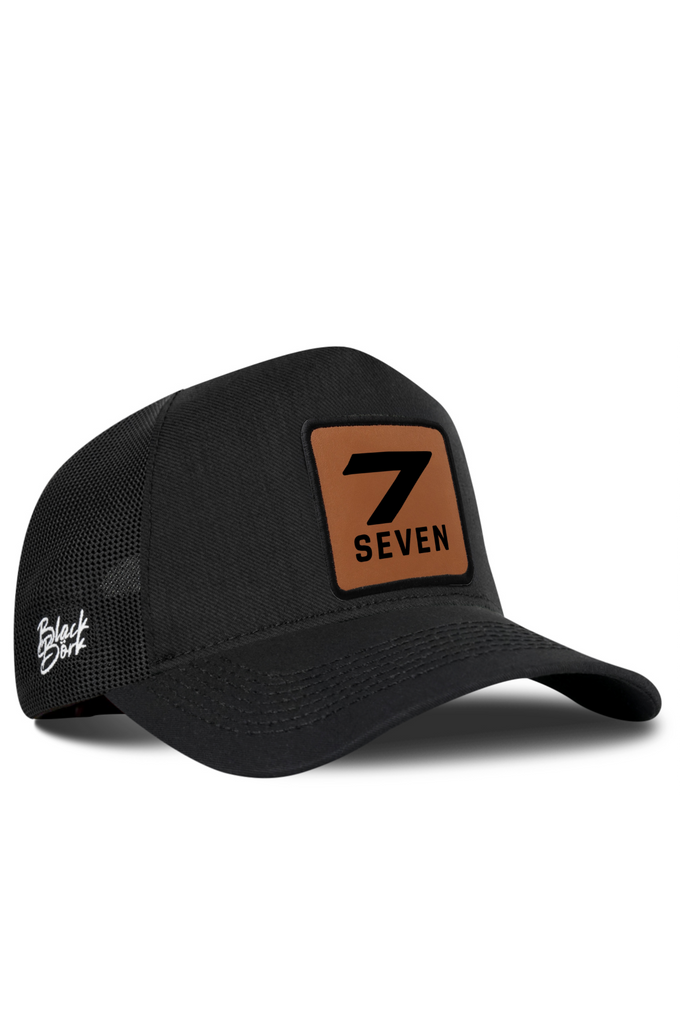 7  Numara Logolu Cordura Siyah Trucker Şapka