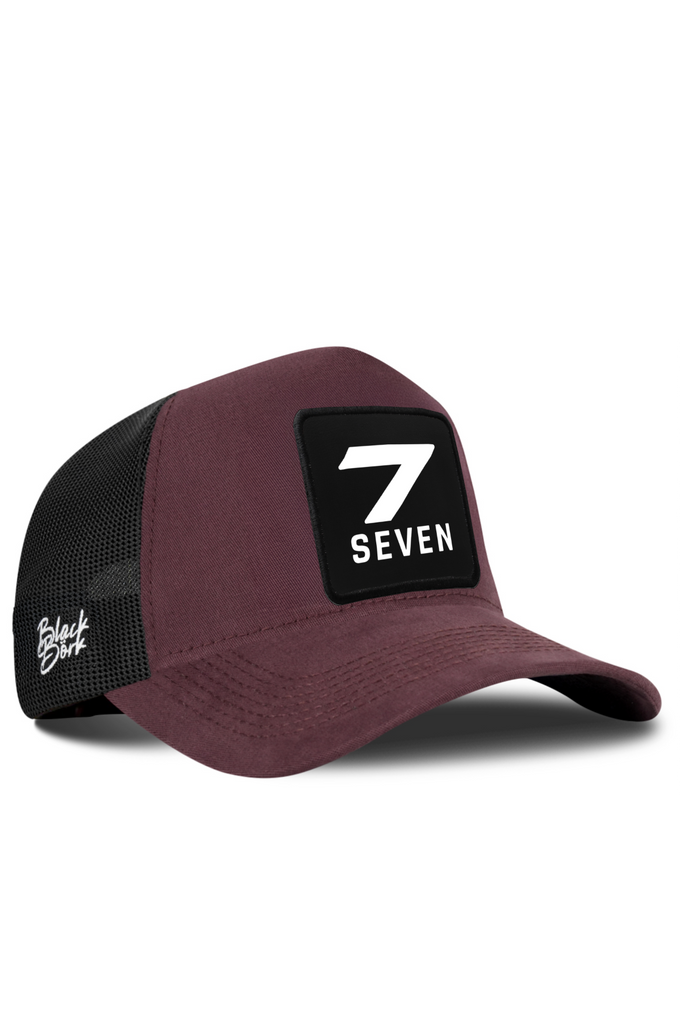 7 Numara Logolu Kahve-Siyah Trucker Şapka