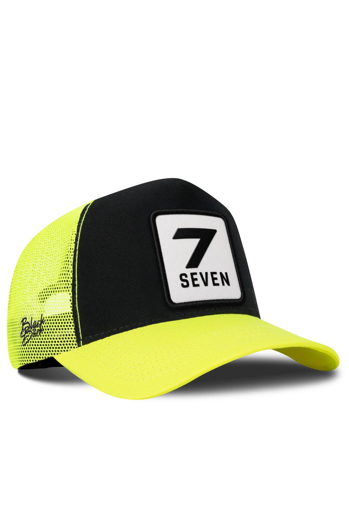 7 Numara Logolu Neon-Siyah Trucker Şapka