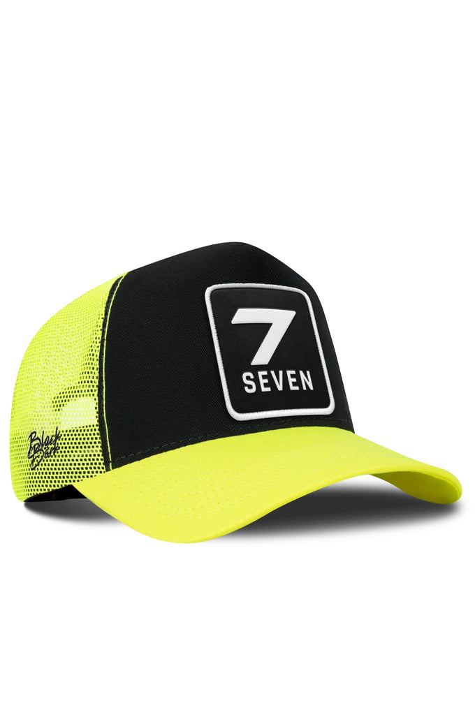 7 Numara Logolu Neon-Siyah Trucker Şapka