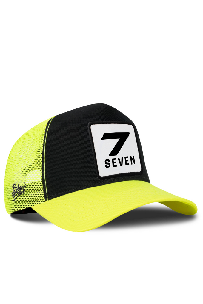 7 Numara Logolu Neon-Siyah Trucker Şapka