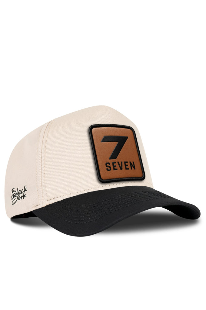 Black and Beige Baseball Cap with Number 7 Logo