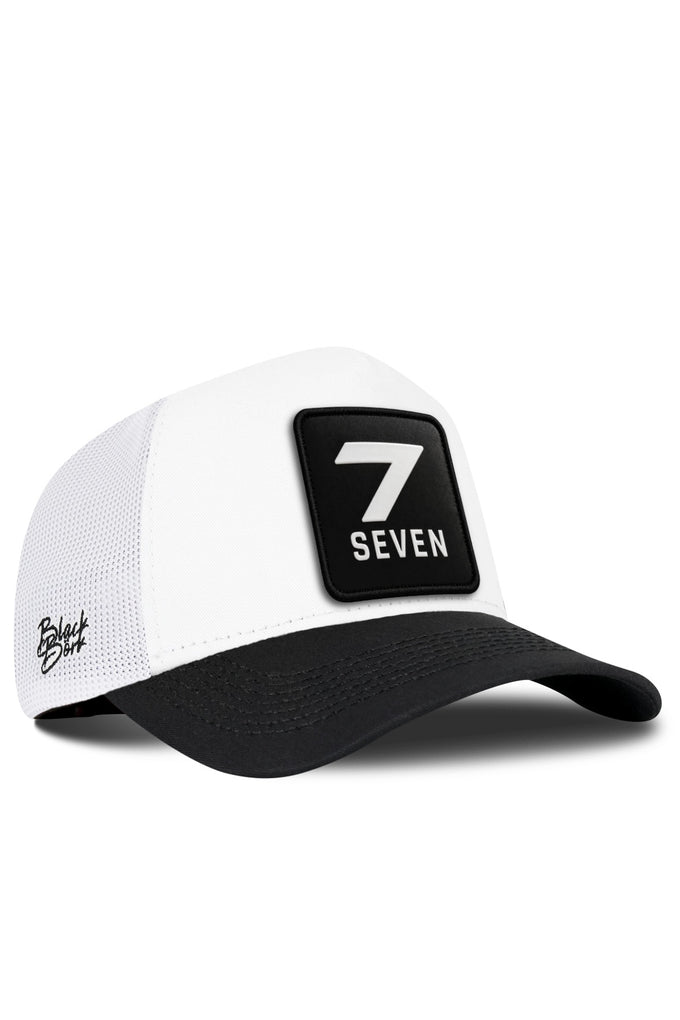 7 Numara Logolu Siyah-Beyaz Trucker Şapka