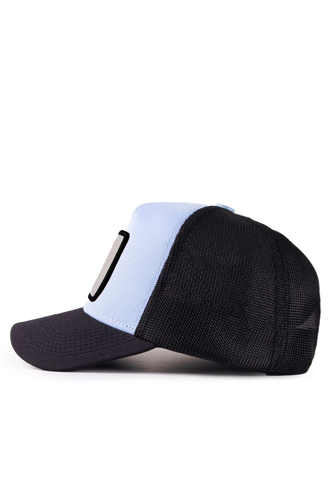 Black-Ice Blue Trucker Cap with Number 7 Logo