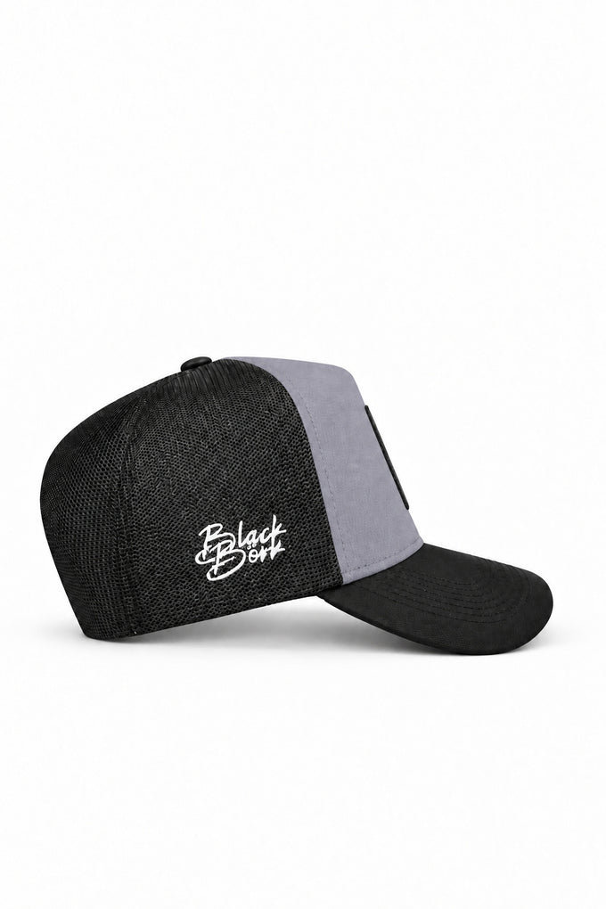 7 Numara Logolu Siyah-Gri Trucker Şapka