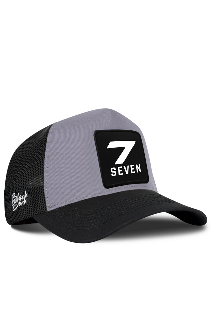 7 Numara Logolu Siyah-Gri Trucker Şapka