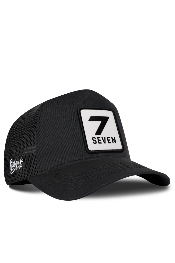 Black Trucker Cap with Number 7 Logo
