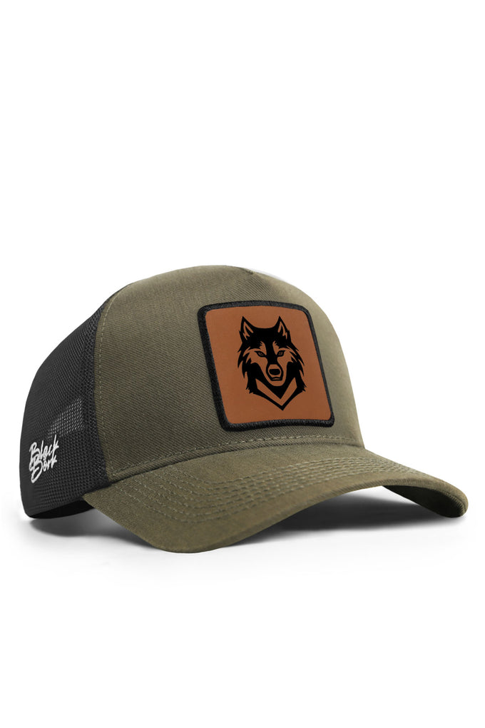 Kurt Logolu Cordura Haki-Siyah Trucker Şapka