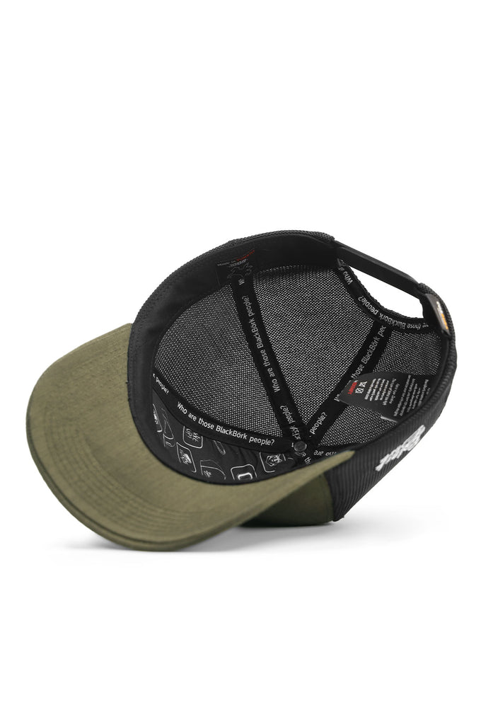 Kurt Logolu Cordura Haki-Siyah Trucker Şapka