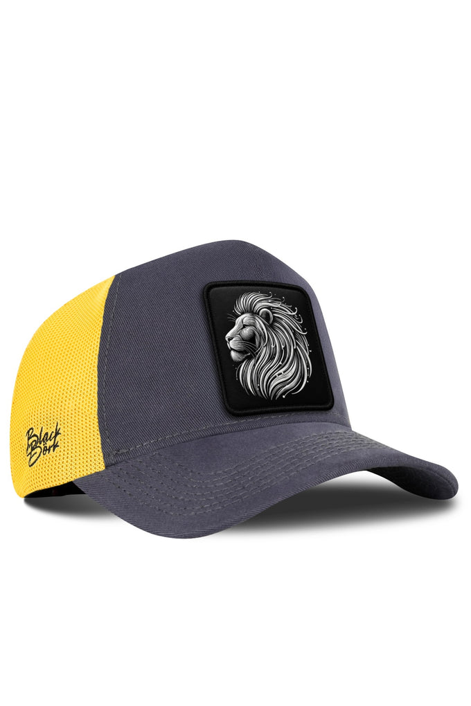 Aslan Logolu Antrasit-Sarı Trucker Şapka