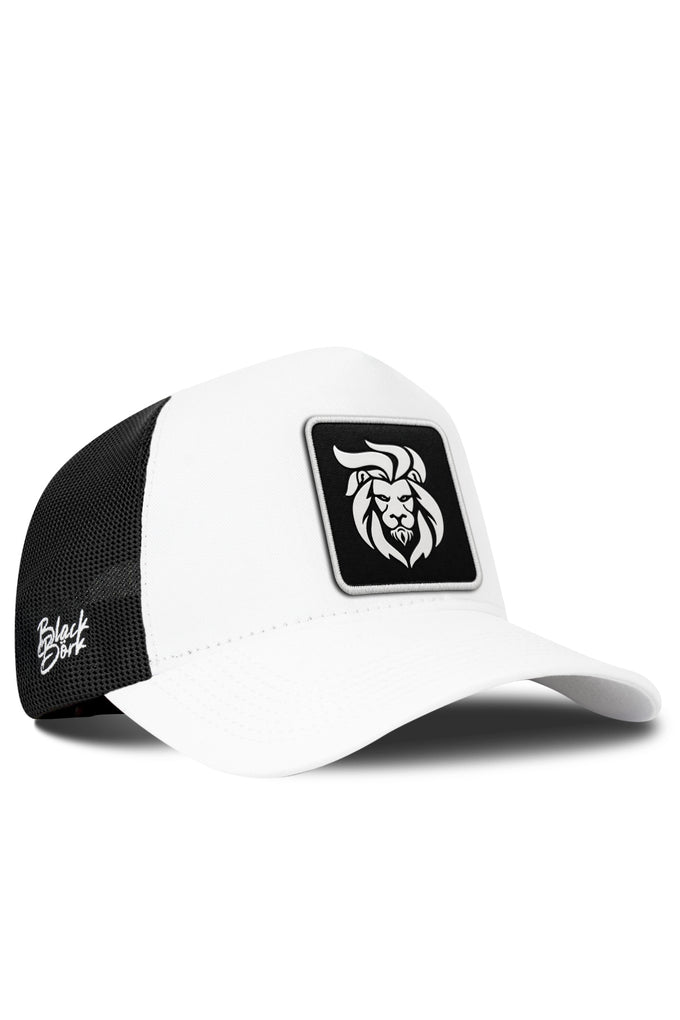 Aslan Logolu Beyaz-Siyah Trucker Şapka