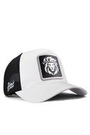 White-Black Trucker Hat with Lion Logo