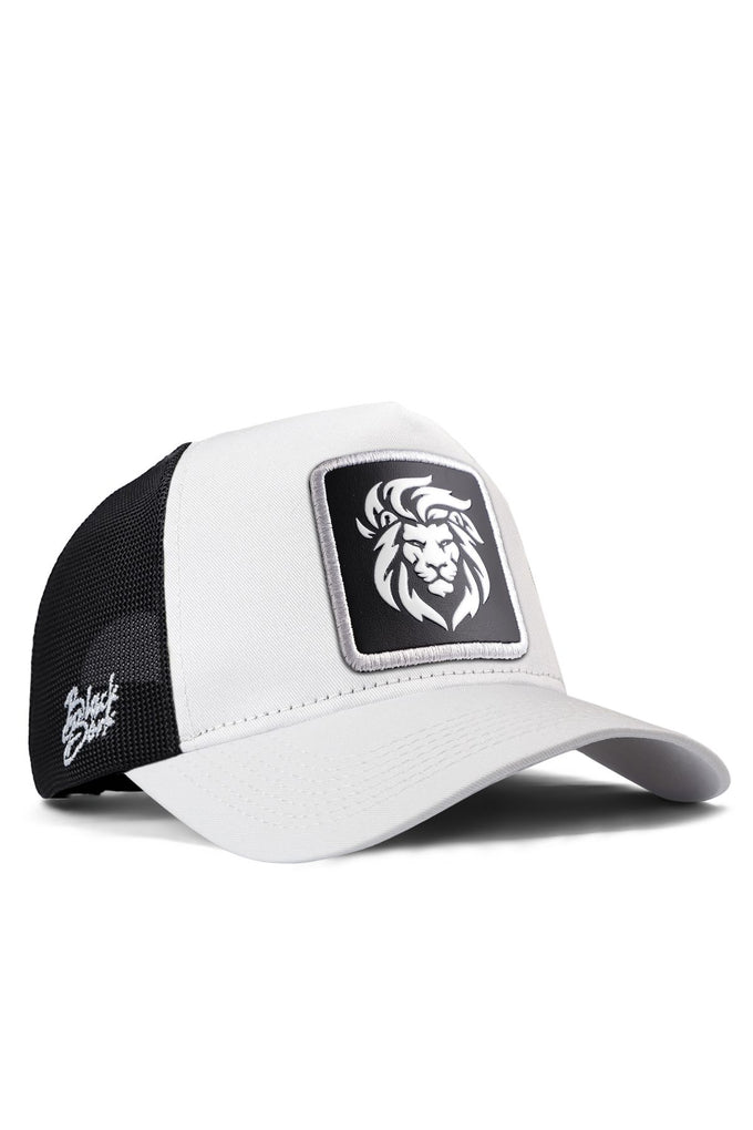 aslan-logolu-beyaz-siyah-trucker-sapka-3956 - BlackBörk TR