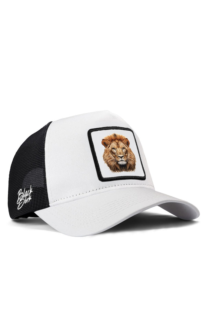 aslan-logolu-beyaz-siyah-trucker-sapka-5645 - BlackBörk TR