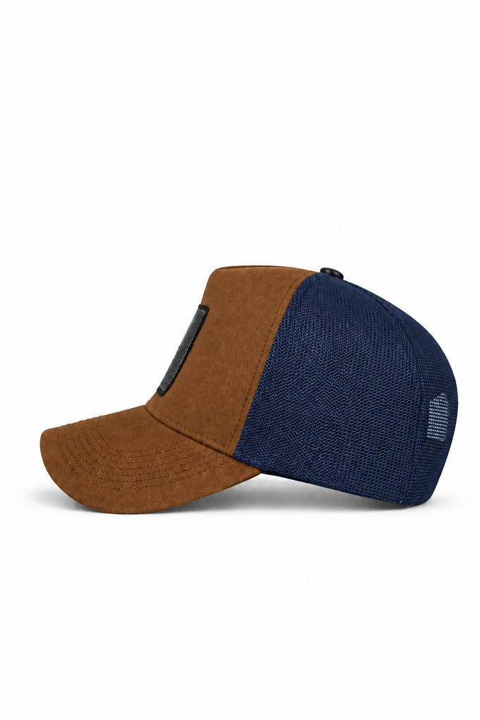 Lion Logo Camel-Navy Trucker Cap