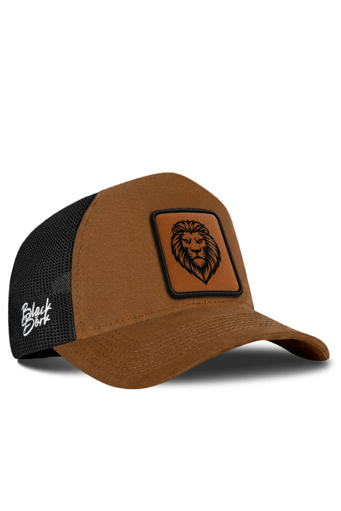 Aslan Logolu Camel-Siyah Trucker Şapka