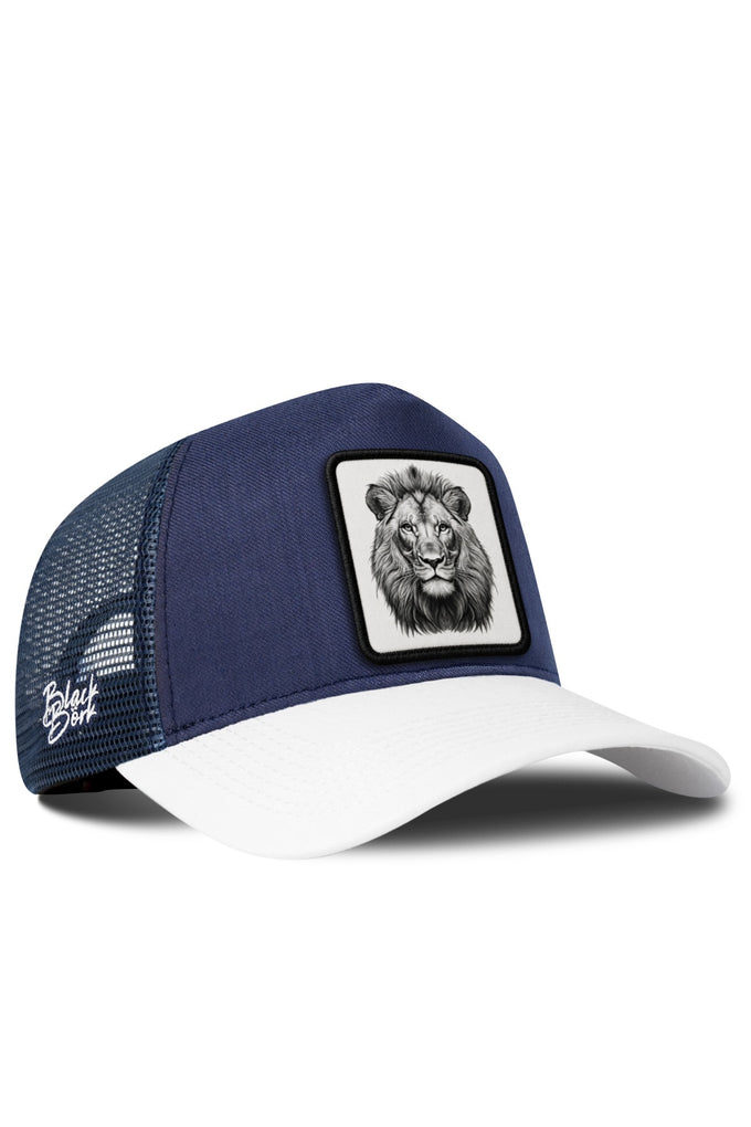 Aslan Logolu Cordura Beyaz-Lacivert Trucker Şapka